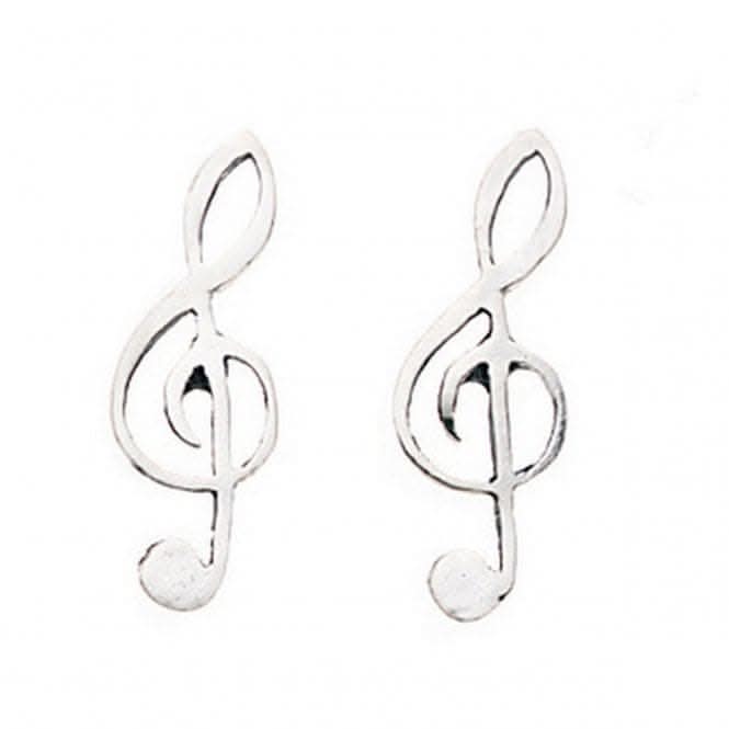 Beginnings Sterling Silver A159 Treble Clef Stud Earrings