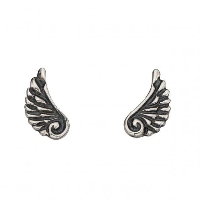Beginnings Sterling Silver A927 Oxidised Angel Wing Stud Earrings