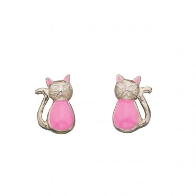 Beginnings Sterling Silver A948P Enamel Cat Stud Earrings
