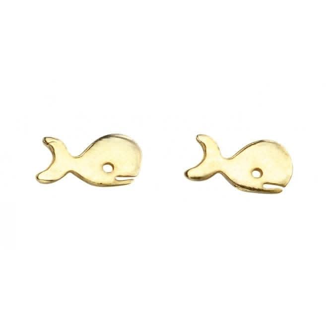 Beginnings Sterling Silver A971 Gold Plate Whale Stud Earrings