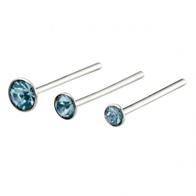 Beginnings Sterling Silver Aqua Nose Nose Stud T152A