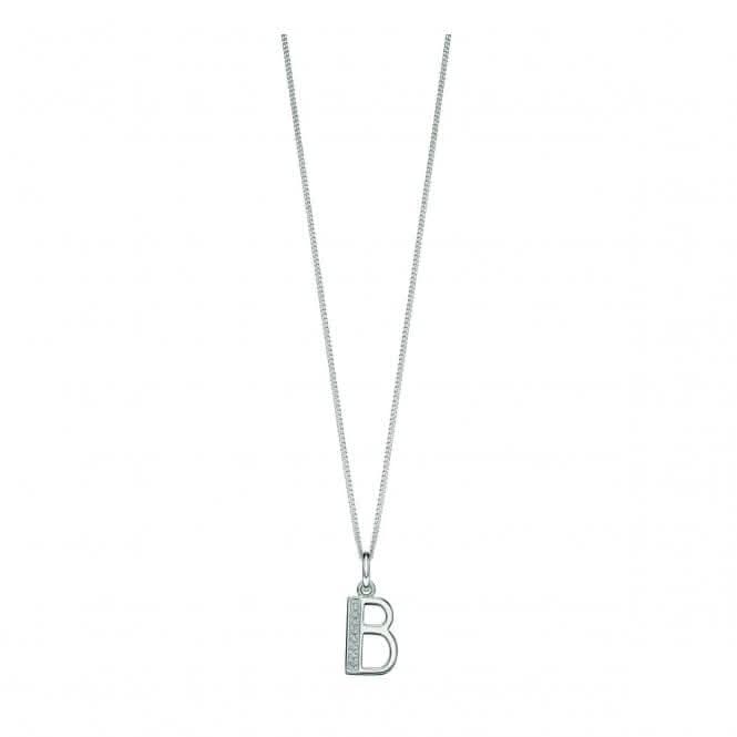 Beginnings Sterling Silver Art Deco Initial B Cubic Zirconia Pendant P4724C