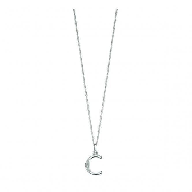 Beginnings Sterling Silver Art Deco Initial C Cubic Zirconia Pendant P4725C