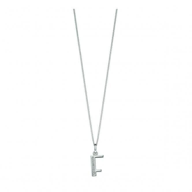 Beginnings Sterling Silver Art Deco Initial F Cubic Zirconia Pendant P4728C