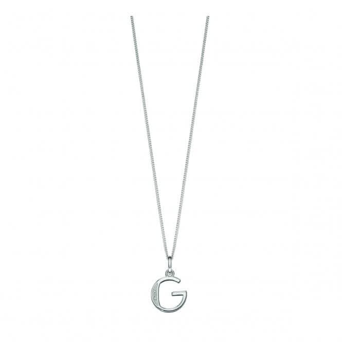 Beginnings Sterling Silver Art Deco Initial G Cubic Zirconia Pendant P4729C