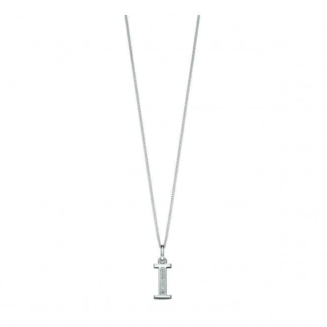 Beginnings Sterling Silver Art Deco Initial I Cubic Zirconia Pendant P4731C