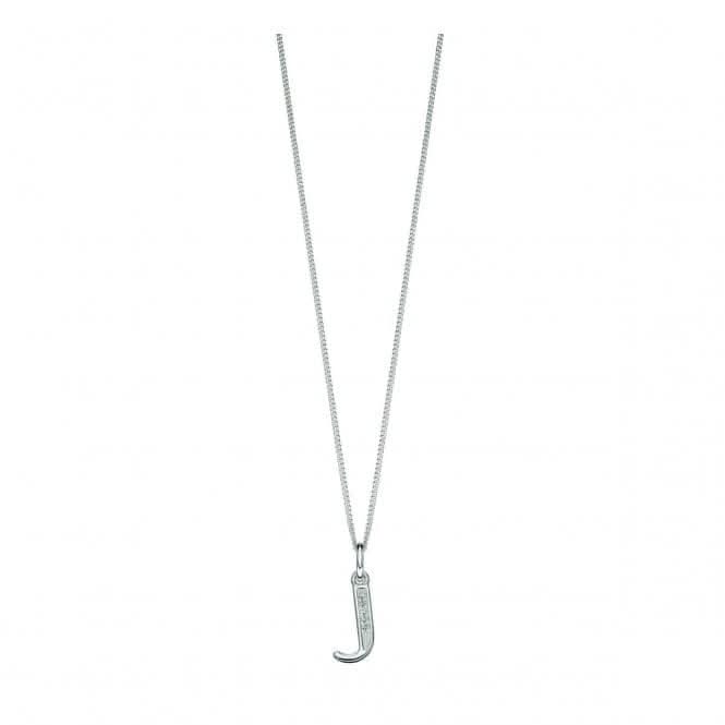 Beginnings Sterling Silver Art Deco Initial J Cubic Zirconia Pendant P4732C