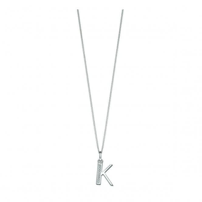 Beginnings Sterling Silver Art Deco Initial K Cubic Zirconia Pendant P4733C