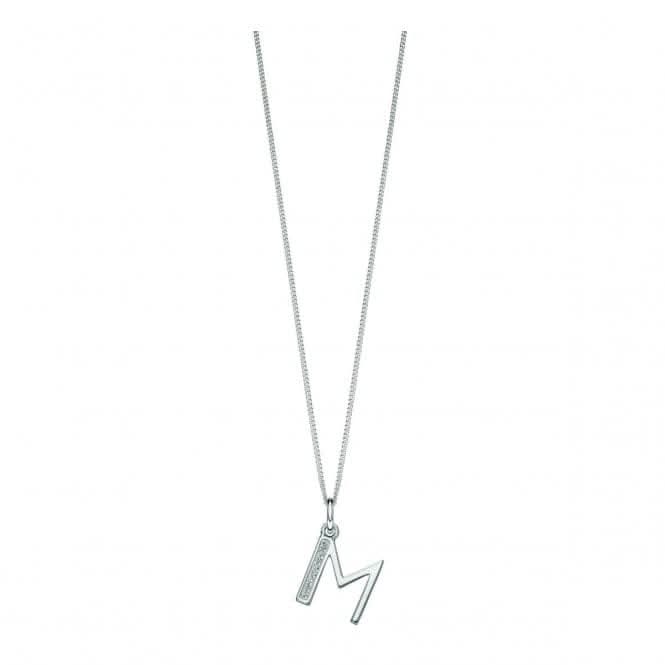 Beginnings Sterling Silver Art Deco Initial M Cubic Zirconia Pendant P4735C