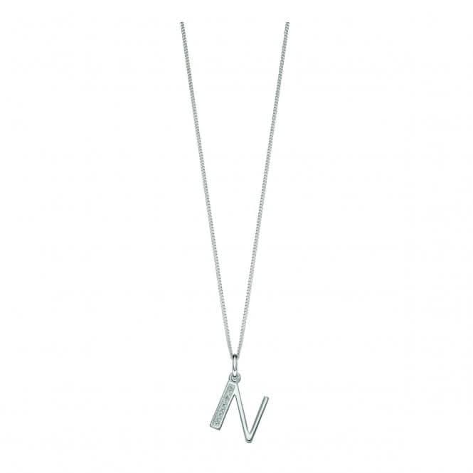 Beginnings Sterling Silver Art Deco Initial N Cubic Zirconia Pendant P4736C