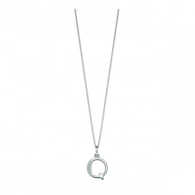 Beginnings Sterling Silver Art Deco Initial Q Cubic Zirconia Pendant P4739C