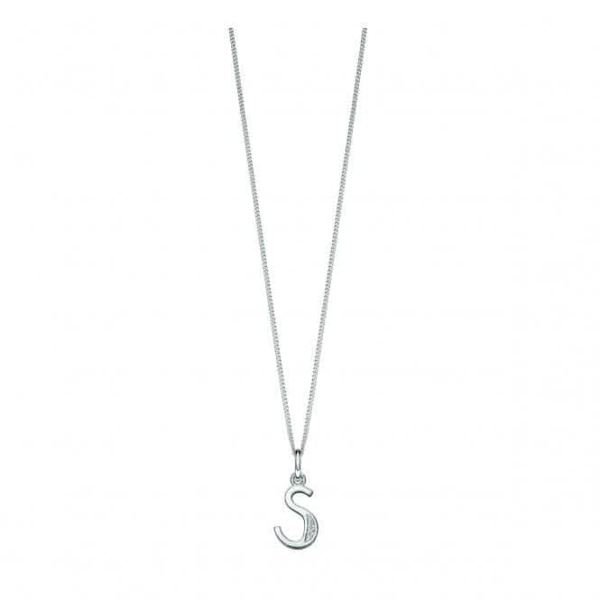 Beginnings Sterling Silver Art Deco Initial S Cubic Zirconia Pendant P4741C