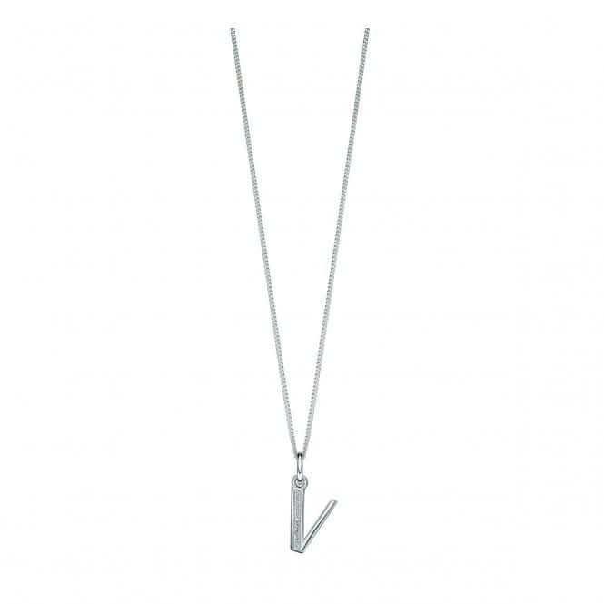 Beginnings Sterling Silver Art Deco Initial V Cubic Zirconia Pendant P4744C