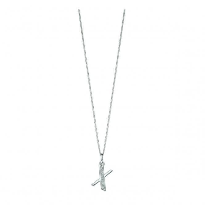 Beginnings Sterling Silver Art Deco Initial X Cubic Zirconia Pendant P4746C
