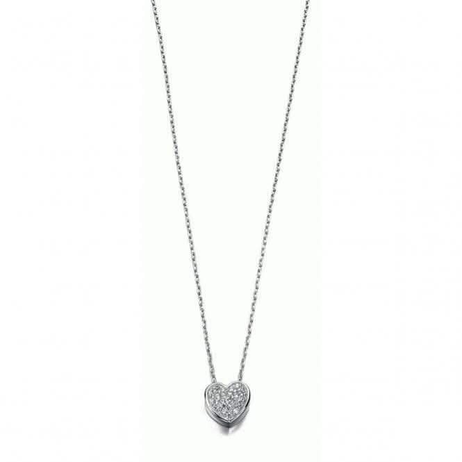 Beginnings Sterling Silver Clear Cubic Zirconia Pave Heart 40+5cm Necklaces N3232C