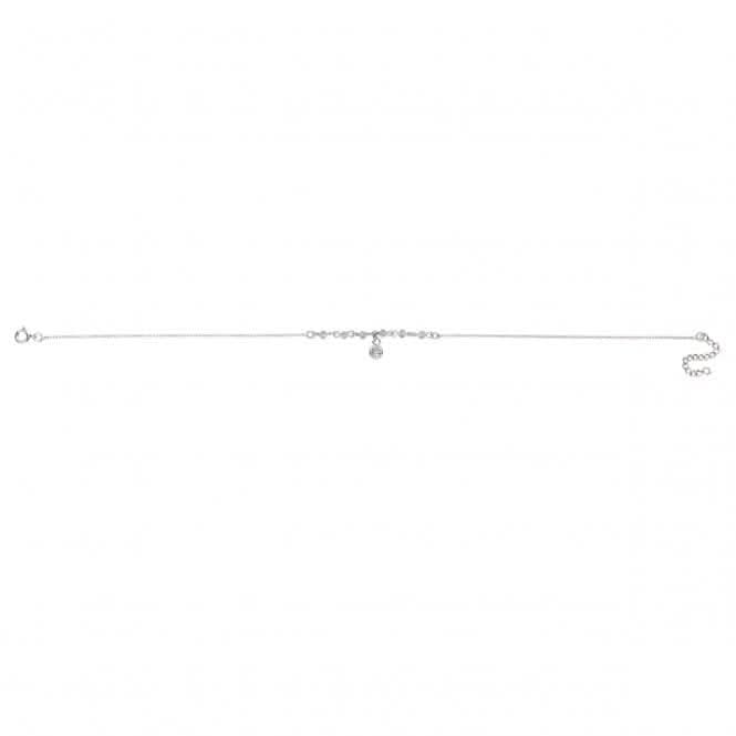 Beginnings Sterling Silver Clear Swarovski Crystal Cubic Zirconia Ankle Chain K196C