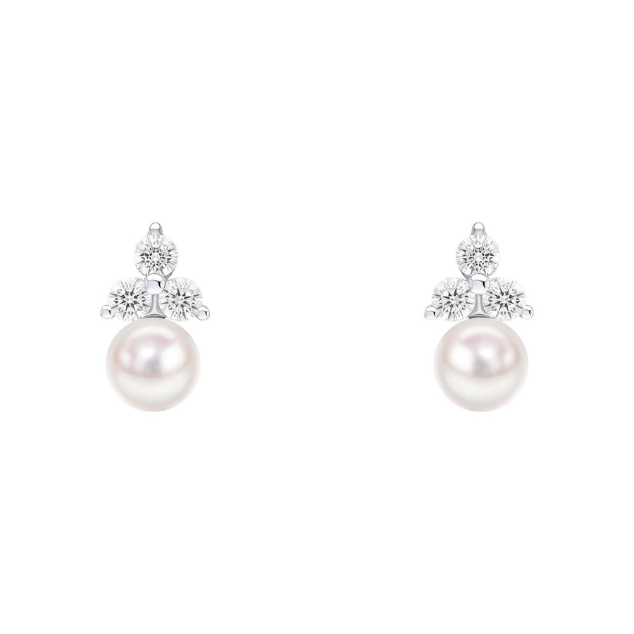 Beginnings Sterling Silver Cubic Zirconia and White Shell Pearl White Earrings E6497W