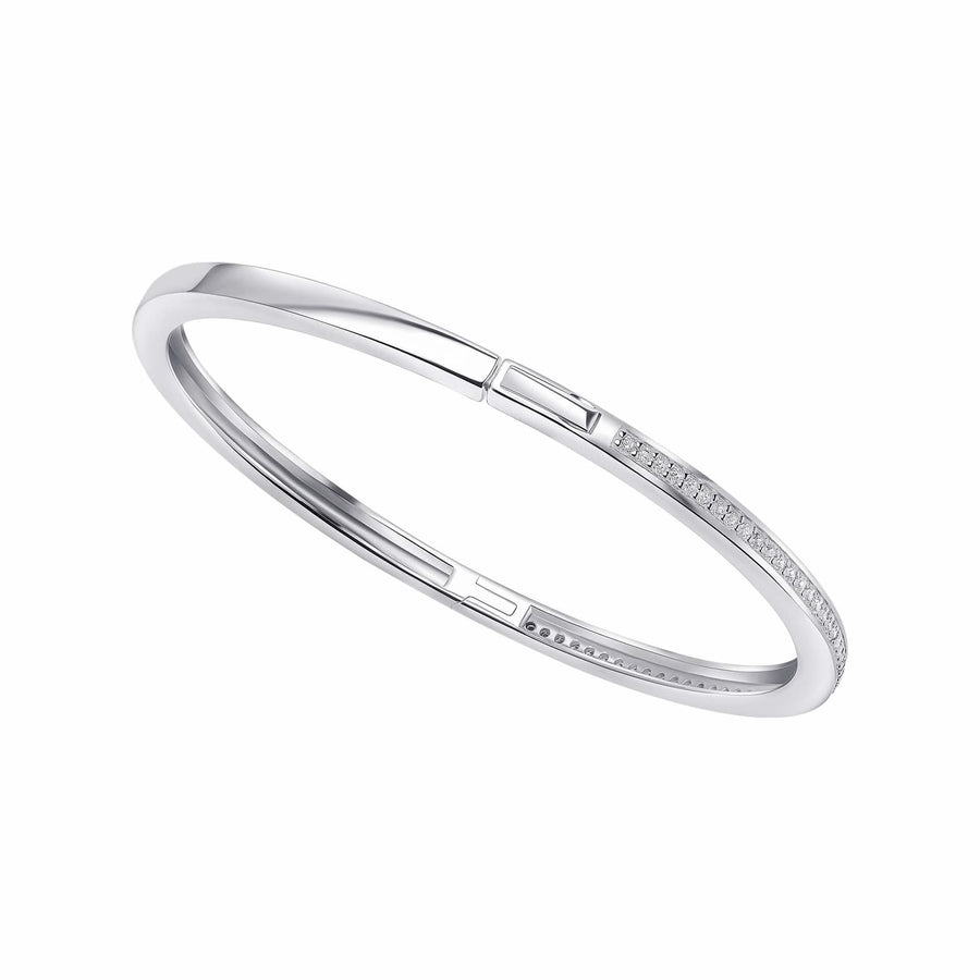 Beginnings Sterling Silver Cubic Zirconia Hinged Bangle B5522C