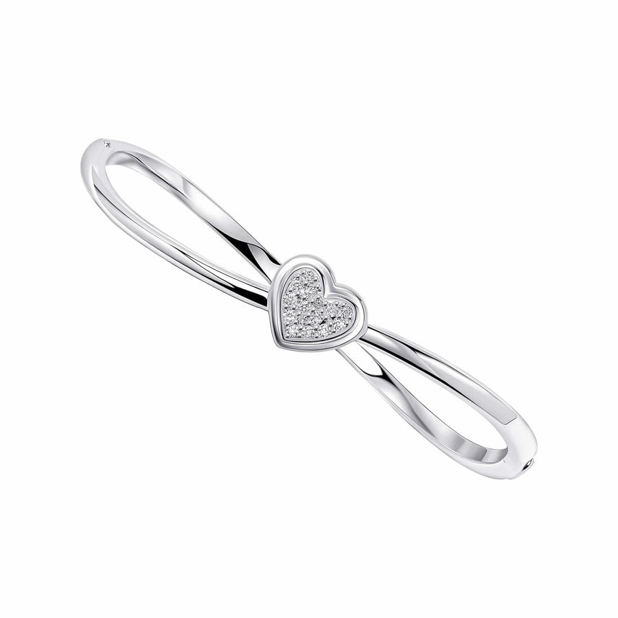 Beginnings Sterling Silver Cubic Zirconia Hinged Heart Bangle B5523C
