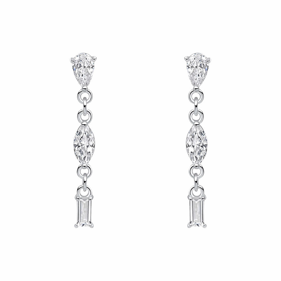 Beginnings Sterling Silver Cubic Zirconia White Earrings E6481C
