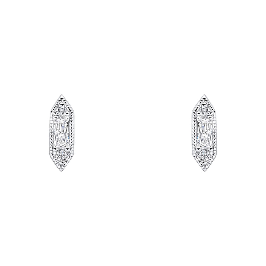 Beginnings Sterling Silver Cubic Zirconia White Earrings E6496C
