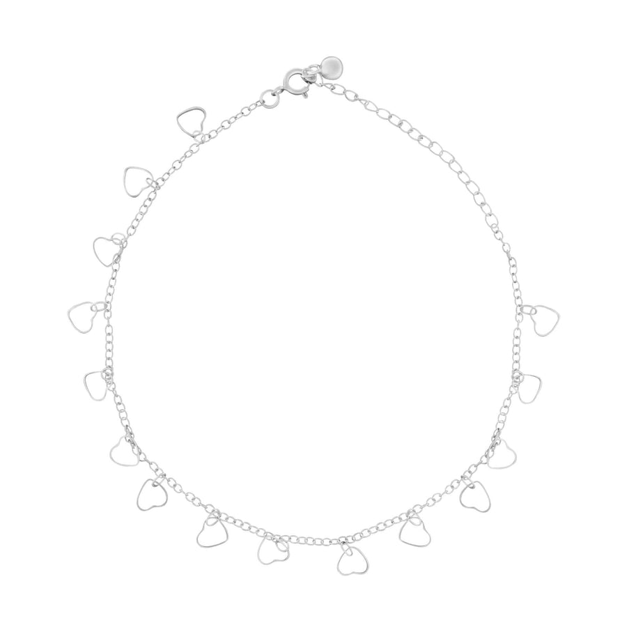 Beginnings Sterling Silver Cutout Heart 23+5.5cm Ankle Chain K016