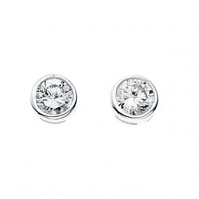 Beginnings Sterling Silver E198C Clear Round Stud Earrings