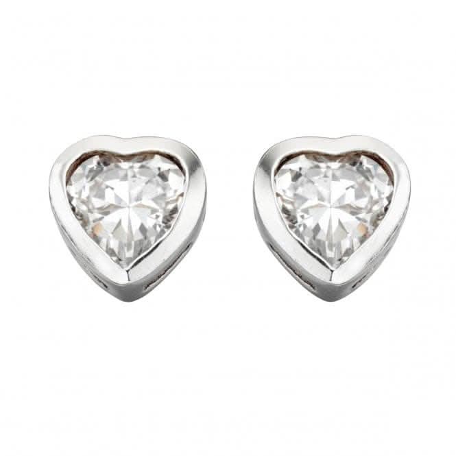 Beginnings Sterling Silver E2921C Clear Cz Heart Stud Earrings