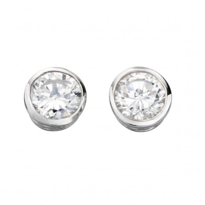 Beginnings Sterling Silver Clear Cz Round Stud Earrings E2928C