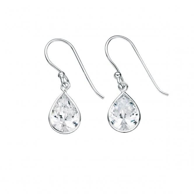 Beginnings Sterling Silver E3157C Clear Cz Teardrop Drop Earrings