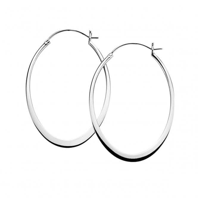 Beginnings Sterling Silver E3197 Oval Flat Edge Hoop Earrings