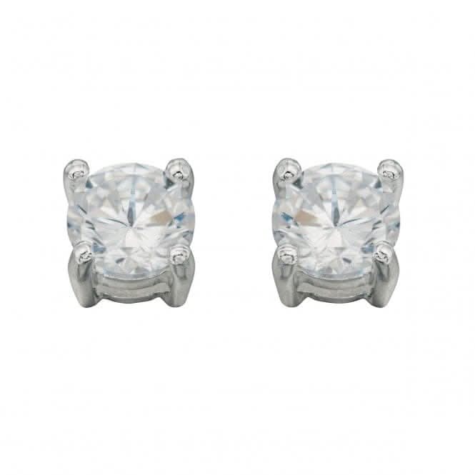 Beginnings Sterling Silver E457C Cz Med Round Stud Earrings