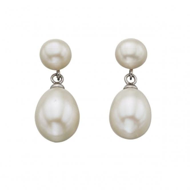 Beginnings Sterling Silver E5040W White Double Drop Stud Earrings