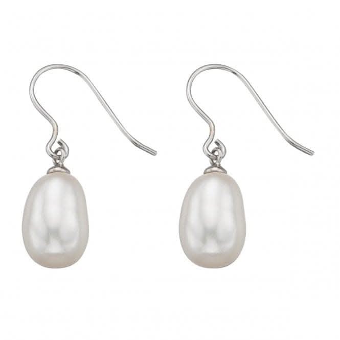 Beginnings Sterling Silver E5041W White Drop Hook Earrings