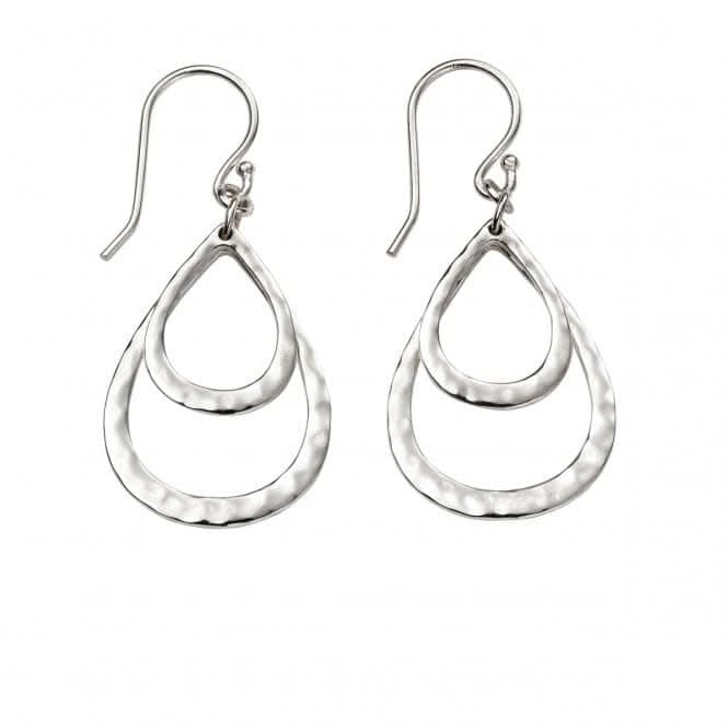 Beginnings Sterling Silver E5374 Hammered Double Teardrop Earrings