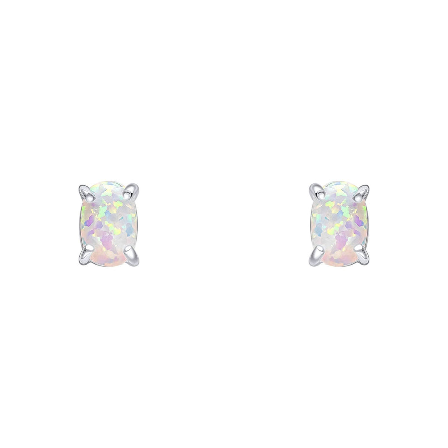 Beginnings Sterling Silver Imitation White Opal White Earrings E6485W
