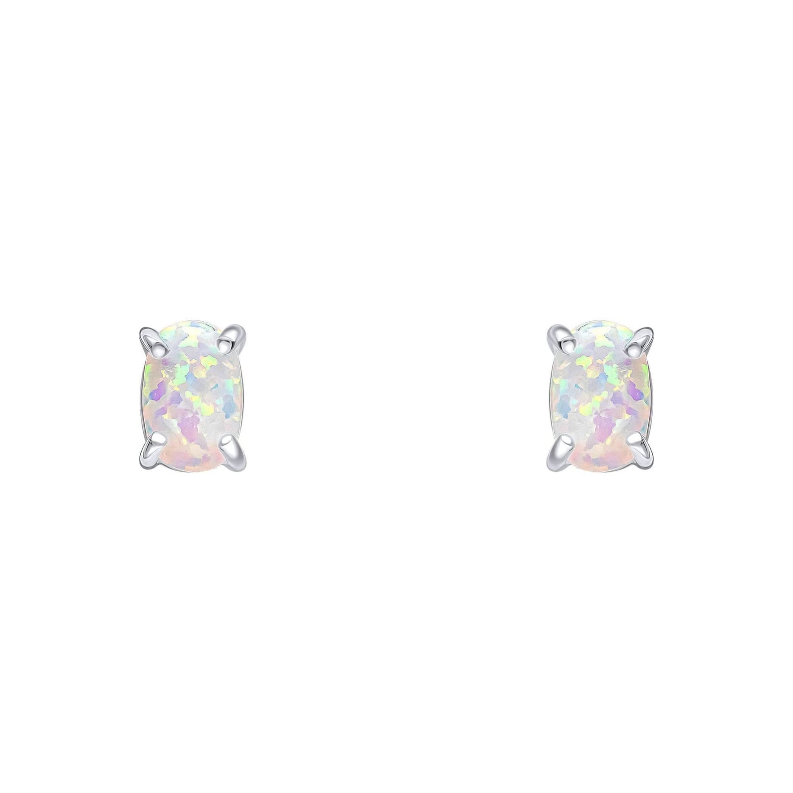 Beginnings Sterling Silver Imitation White Opal White Earrings E6485WBeginningsE6485W