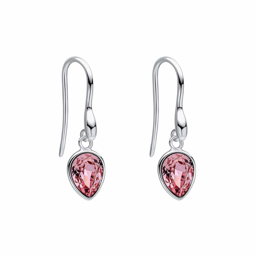 Beginnings Sterling Silver Light Rose Crystal Rose Earrings E6490P
