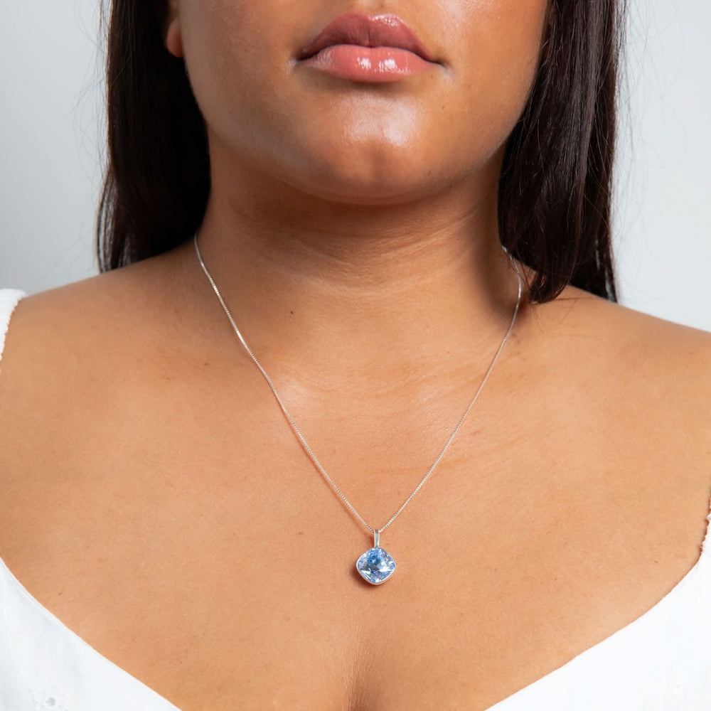 Beginnings Sterling Silver Light sapphire Crystal Blue Pendant P5449T