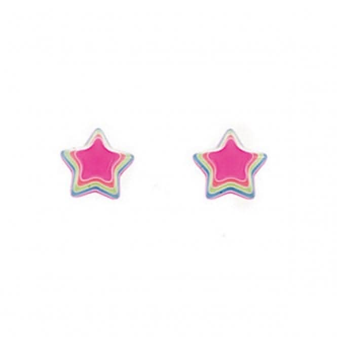 Beginnings Sterling Silver Multi Fluorescent Star Stud Earrings A717P