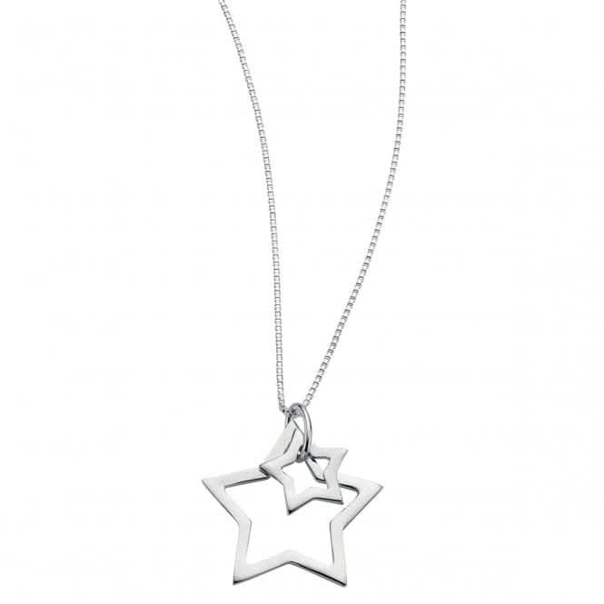 Beginnings Sterling Silver N2730 Double Star 40+2cm Necklace