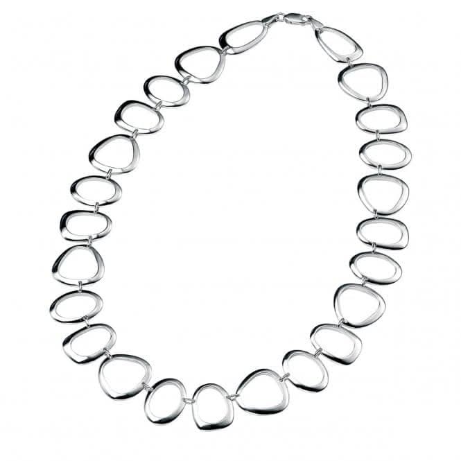 Beginnings Sterling Silver Oval Triangle & Round Open Link 45cm Necklaces N2708