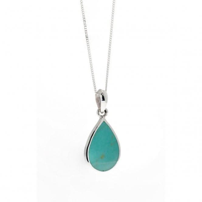 Beginnings Sterling Silver P2333U Syn Turquoise Teardrop Pendant
