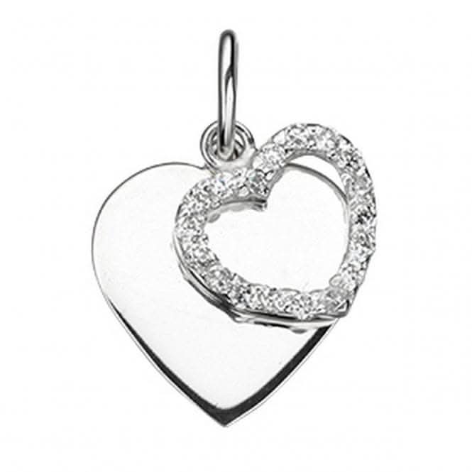 Beginnings Sterling SilveR Cz Double Heart Pendant P3497C