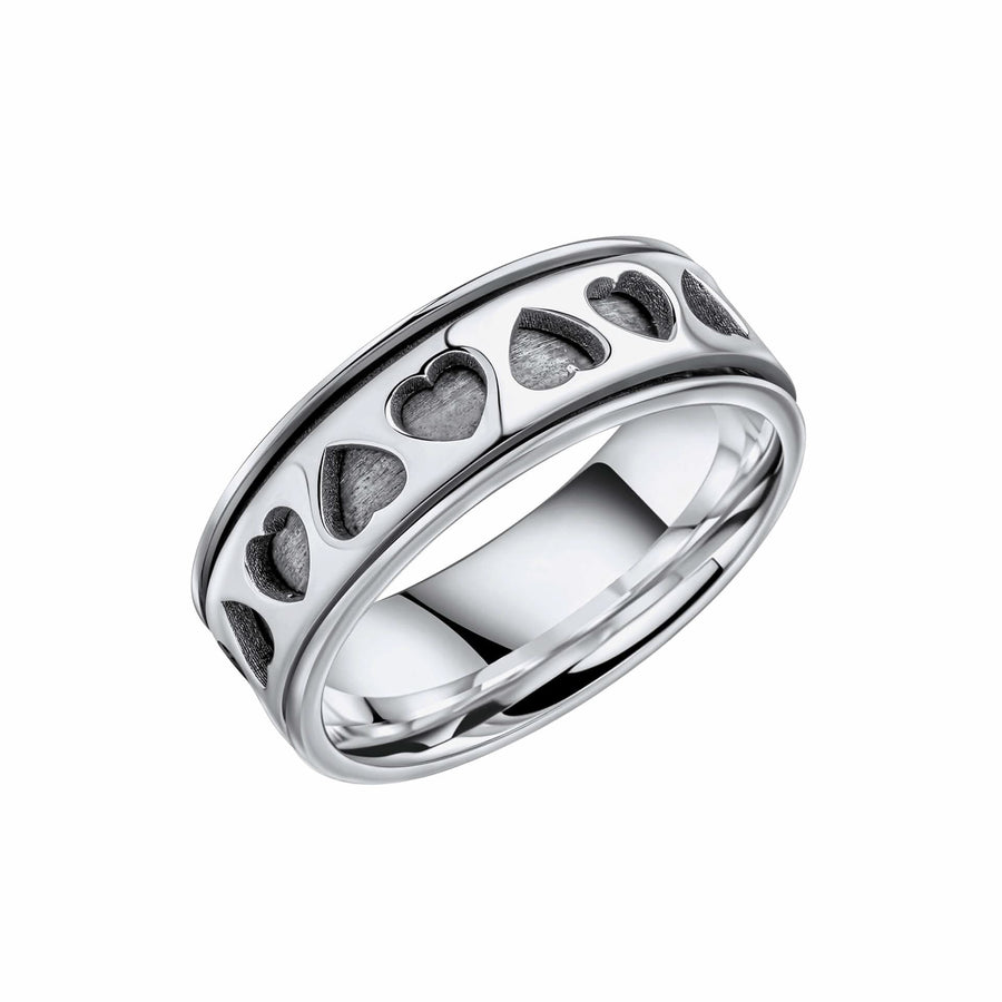 Beginnings Sterling Silver Heart Cut Out Design Spinner Ring R3904
