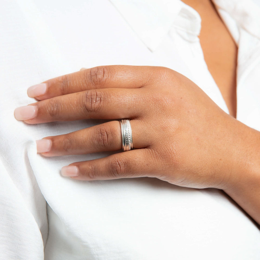 Beginnings Sterling Silver Multi Texture Spinner Ring R3905