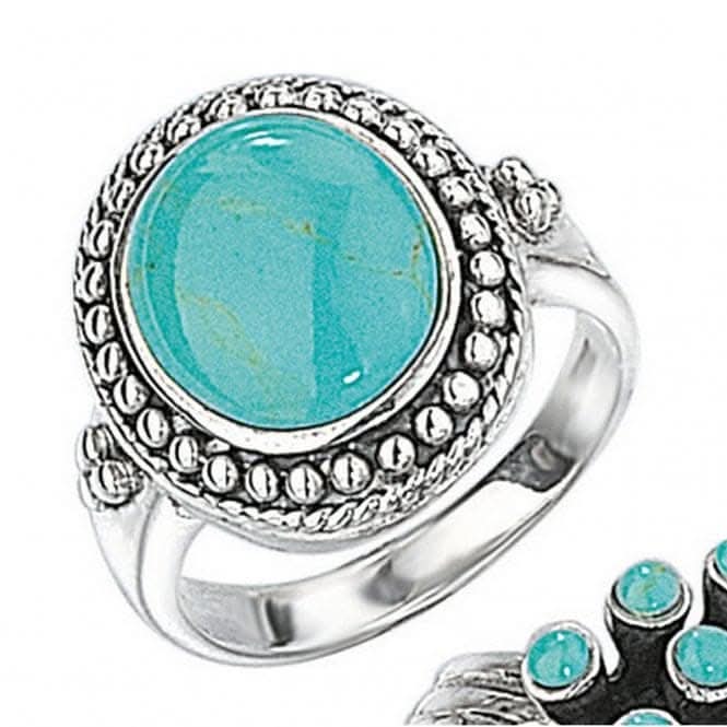 Beginnings  Sterling Silver Synth Turquoise Oval Ring R2017T