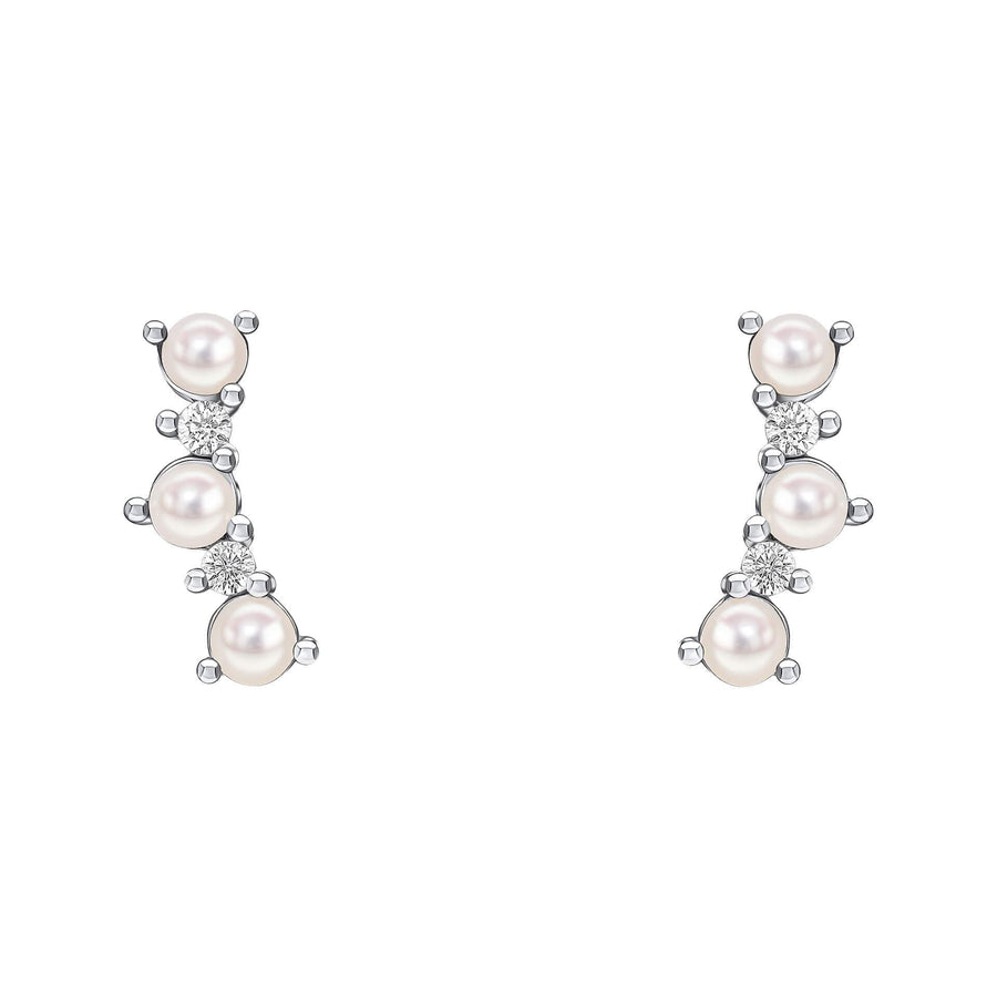 Beginnings Sterling Silver Zirconia White Freshwater Pearl White Earrings E6498W