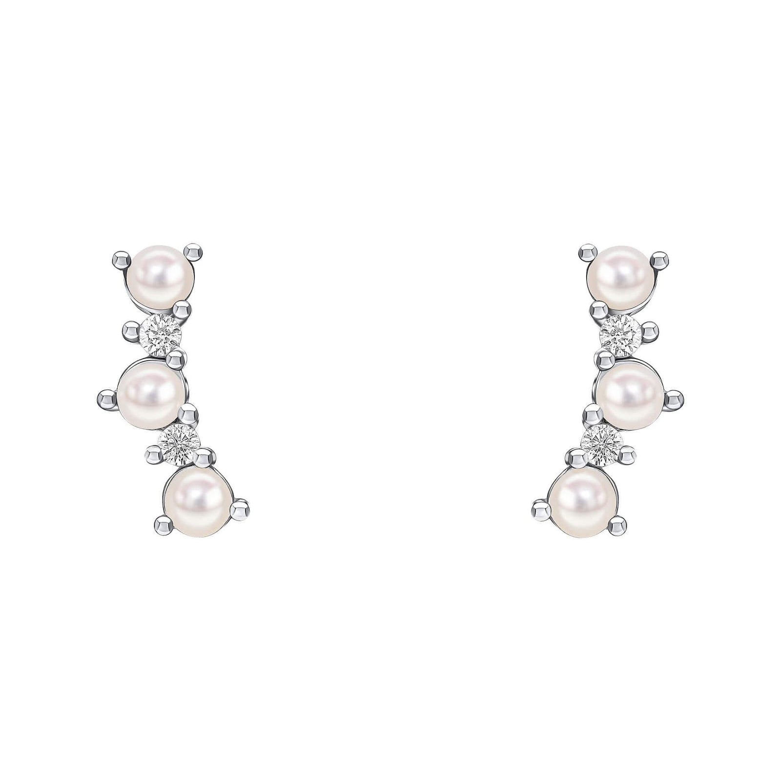 Beginnings Sterling Silver Zirconia White Freshwater Pearl White Earrings E6498WBeginningsE6498W