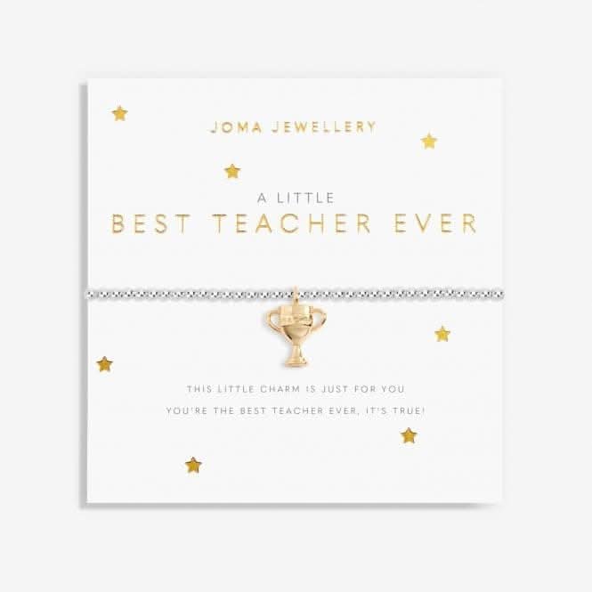 Best Teacher Ever Silver And Gold 17.5cm Stretch Bracelet 6069Joma Jewellery6069